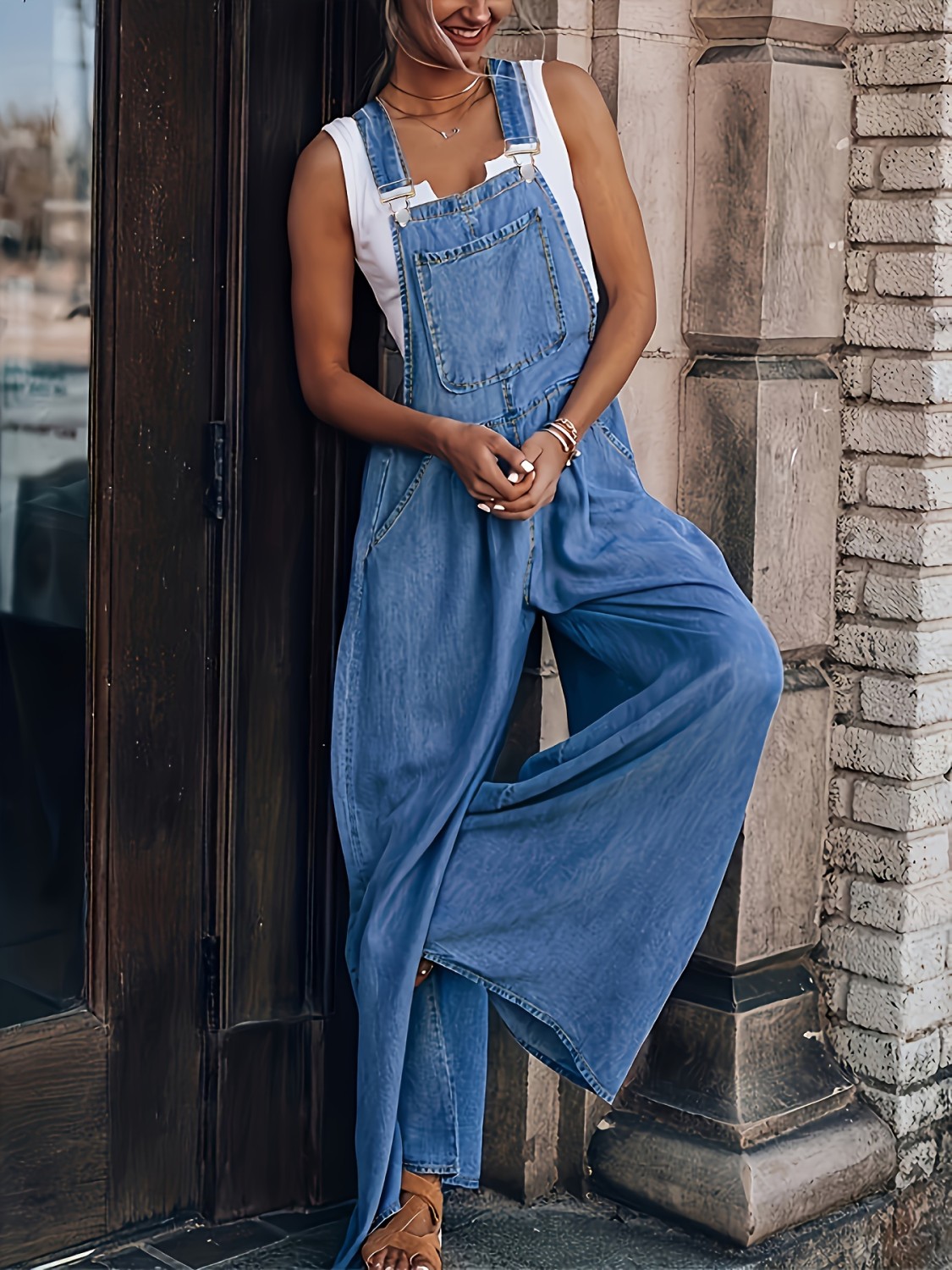 Aisha Pocketed Sleeveless Denim Jumpsuit