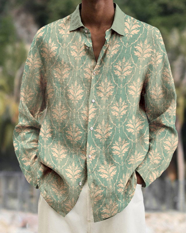 Men's printed long-sleeved fashion casual shirt 5bc2
