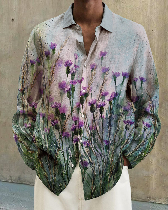 Men's Prints long-sleeved fashion casual shirt 6239