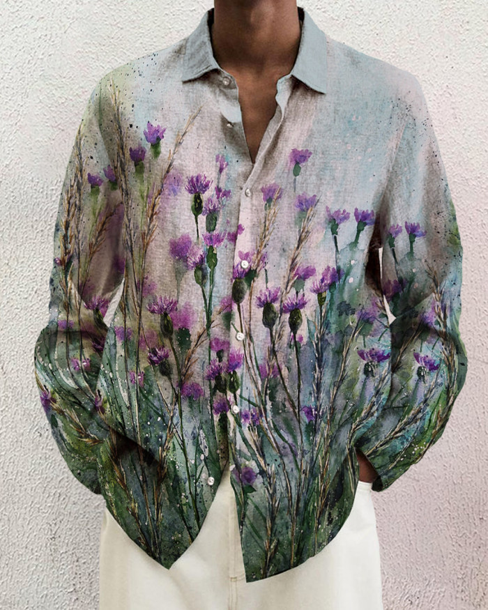 Men's Prints long-sleeved fashion casual shirt 6239