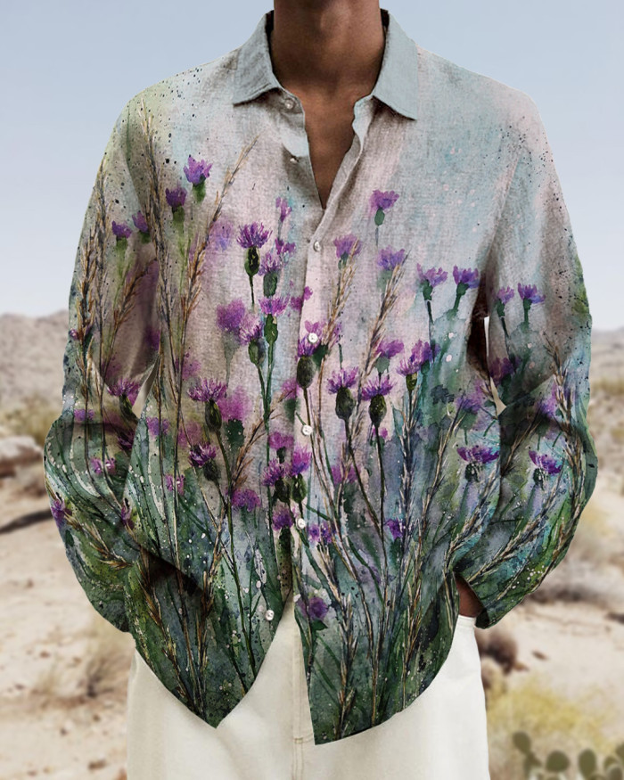 Men's Prints long-sleeved fashion casual shirt 6239