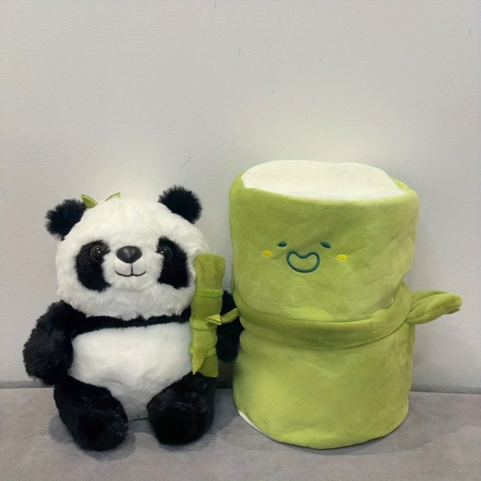 Peluche de Panda Abrazable con Tubo de Bambú - Suave, Alta Calidad, Regalo Perfecto para Todas las Edades