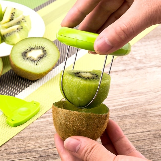 Effortless Stainless Steel Kiwi Peeler: Easy-to-Handle, Quick Snack Prep Cutter & Fruit Splitter