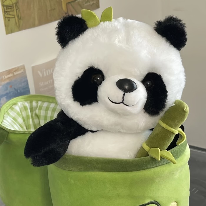 Peluche de Panda Abrazable con Tubo de Bambú - Suave, Alta Calidad, Regalo Perfecto para Todas las Edades