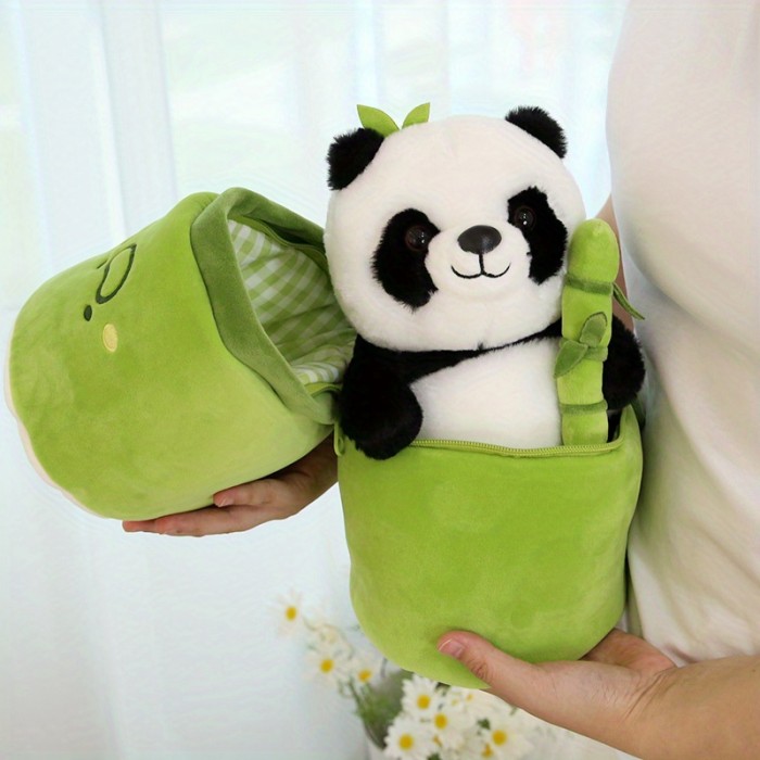 Peluche de Panda Abrazable con Tubo de Bambú - Suave, Alta Calidad, Regalo Perfecto para Todas las Edades