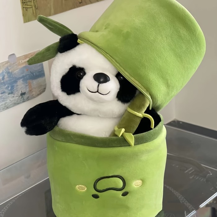 Peluche de Panda Abrazable con Tubo de Bambú - Suave, Alta Calidad, Regalo Perfecto para Todas las Edades