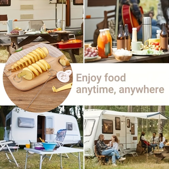6pcs Ultimate Whirlwind Potato Slicers - Effortless BBQ Slicing Master - Perfect for Outdoor Adventures & Indoor Kitchen, Premium Camping Kitchen Essential