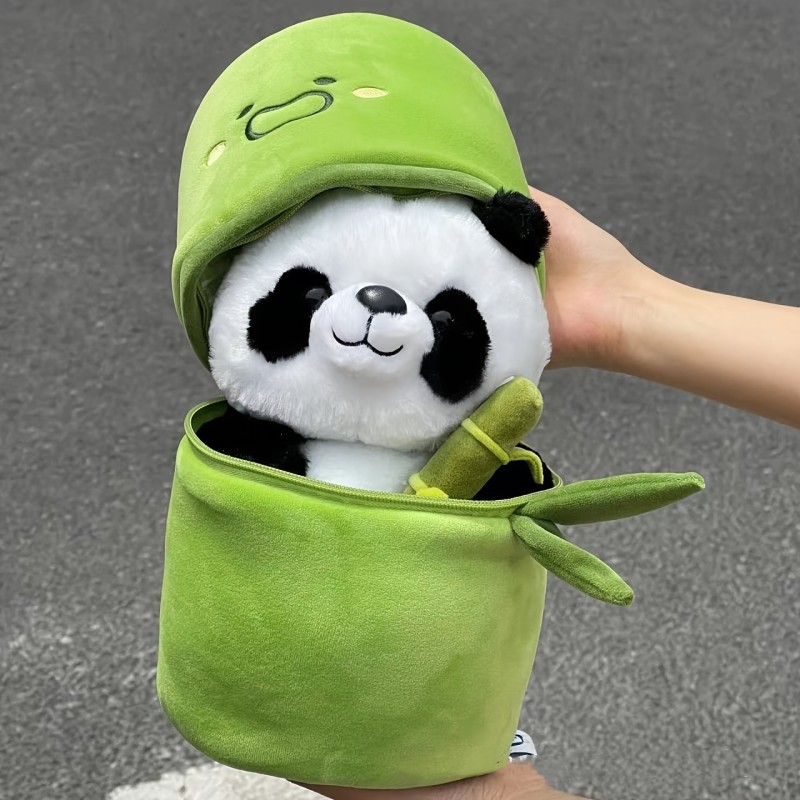 Peluche de Panda Abrazable con Tubo de Bambú - Suave, Alta Calidad, Regalo Perfecto para Todas las Edades