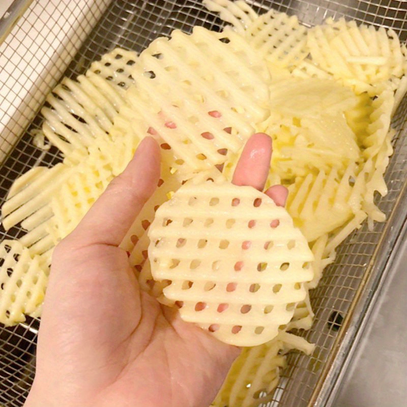 1pc Potato Slicer, Vegetable Cutter, Wave Knife, Knife Gadgets Accessories, Yellow And Red