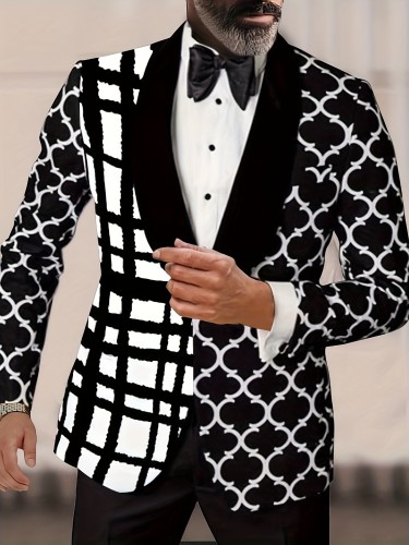 Mens Lapel Stripe Suit Jacket - Classic Business Formal Wear for Spring and Fall