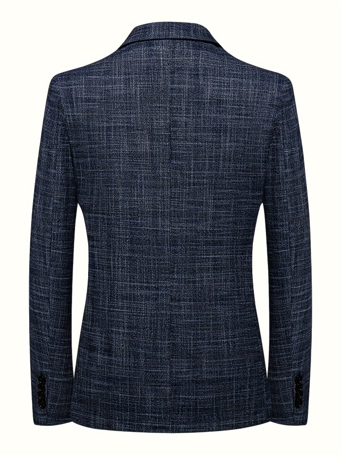 Men's Elegant Single Breasted Blazer Jacket, Regular Tailored Fit Suit Coat With Notch Lapels For Business And Daily Wear, Spring And Fall