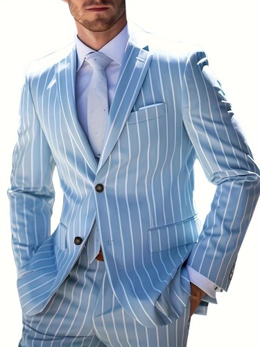 Men's Tops Single Breasted Two Button Plaid Suit Jacket Casual Slim Suit