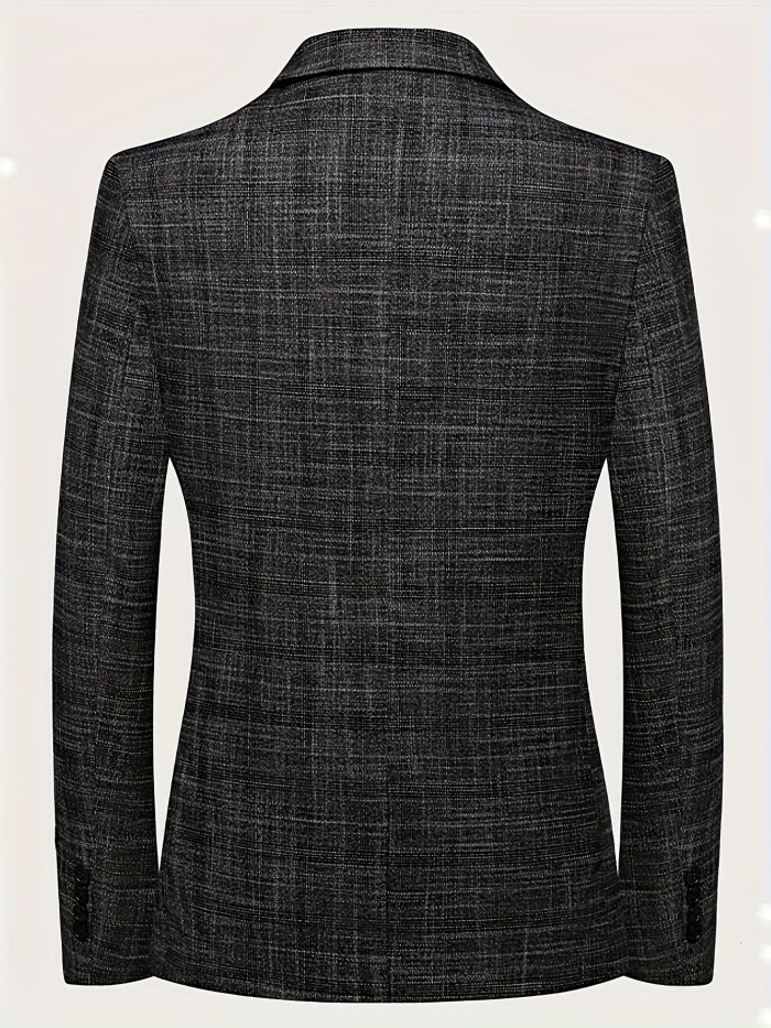 Men's Elegant Single Breasted Blazer Jacket, Regular Tailored Fit Suit Coat With Notch Lapels For Business And Daily Wear, Spring And Fall
