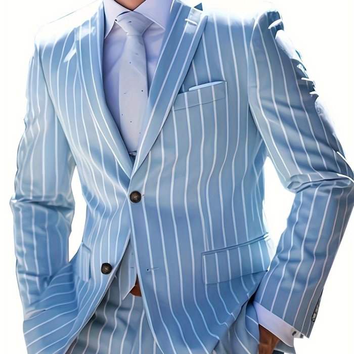 Men's Tops Single Breasted Two Button Plaid Suit Jacket Casual Slim Suit