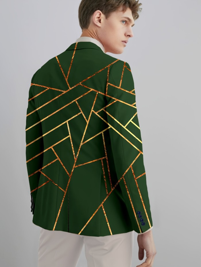 Modern Mens Geometric Pattern Blazer - Stylish Slim Fit Casual Jacket - Versatile Suit Outerwear for Everyday Style