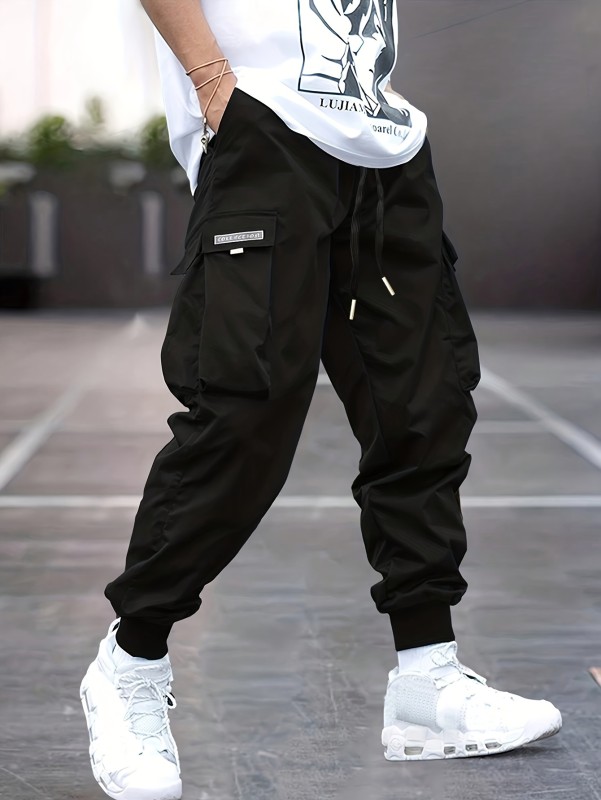 Trendy Men's Casual Cargo Pants With Pocket, Men's Outfits For Spring And Autumn
