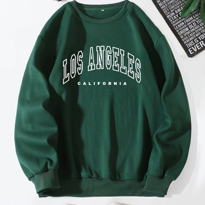 Sweatshirt For Men, Los Angeles Letter Print Top, Men's Casual Pullover Sweatshirt For Spring Fall, As Gifts