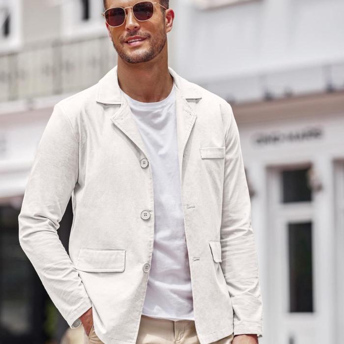 Men's Linen Jackets Cotton Casual Suits Blazer Lightweight Sports Coats