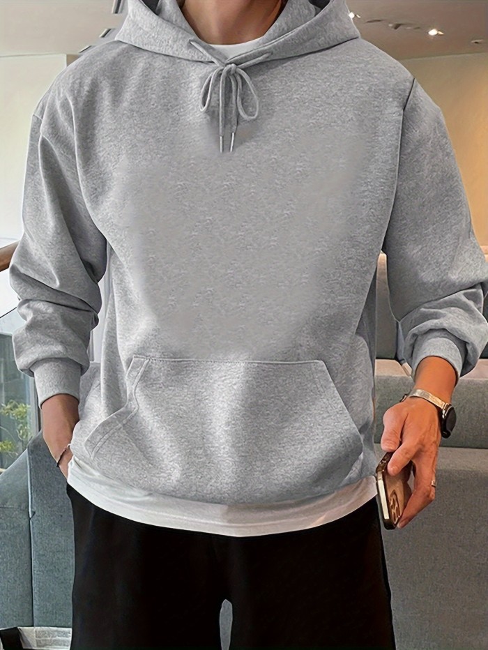 Men's Casual Solid Basic Hooded Sweatshirt Streetwear For Winter Fall, As Gifts