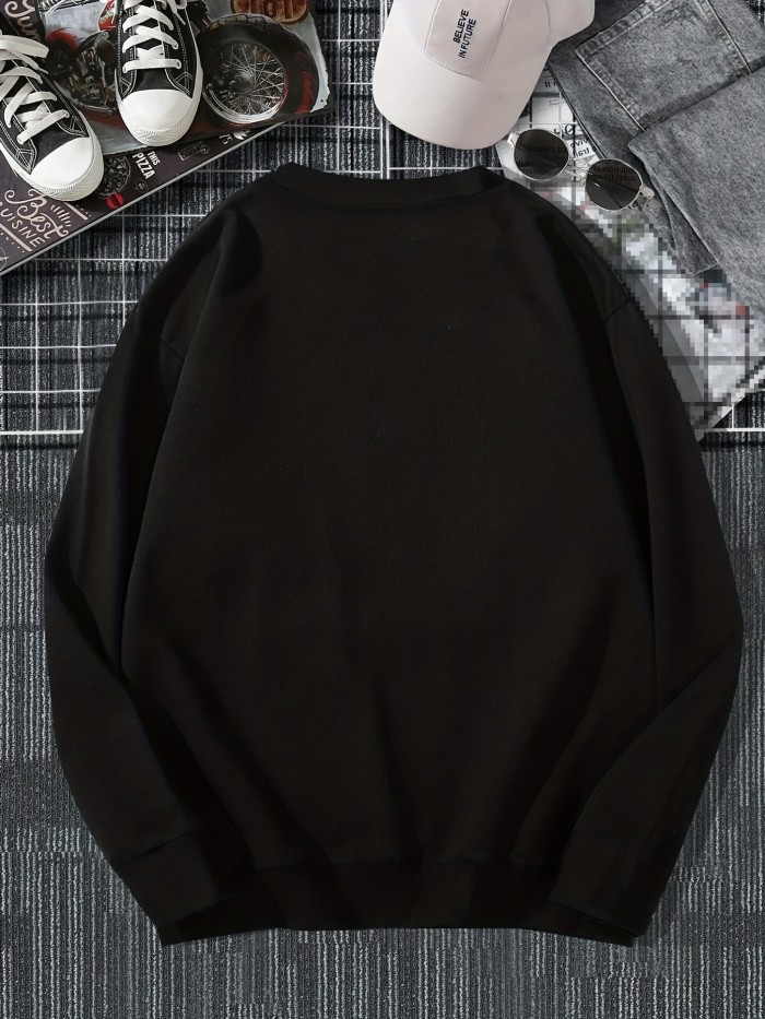 Sweatshirt For Men, Los Angeles Letter Print Top, Men's Casual Pullover Sweatshirt For Spring Fall, As Gifts