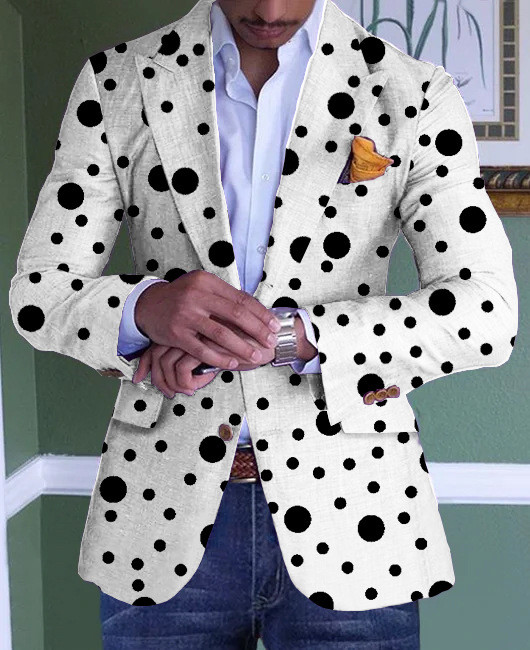 Men's Plus Size Printed One Button Long Sleeve Blazer