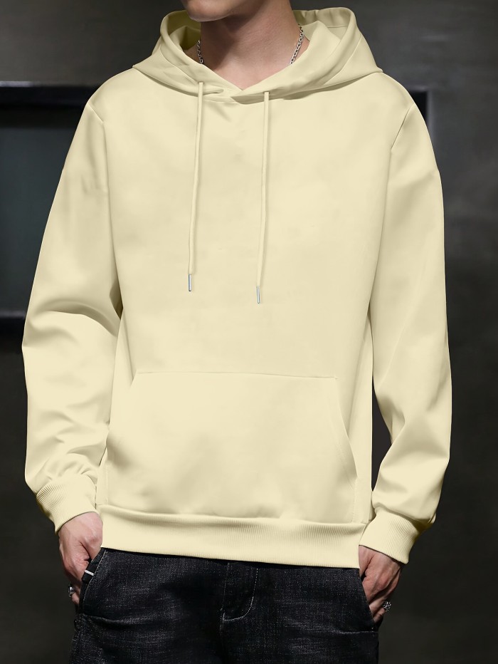 Men's Casual Solid Basic Hooded Sweatshirt Streetwear For Winter Fall, As Gifts