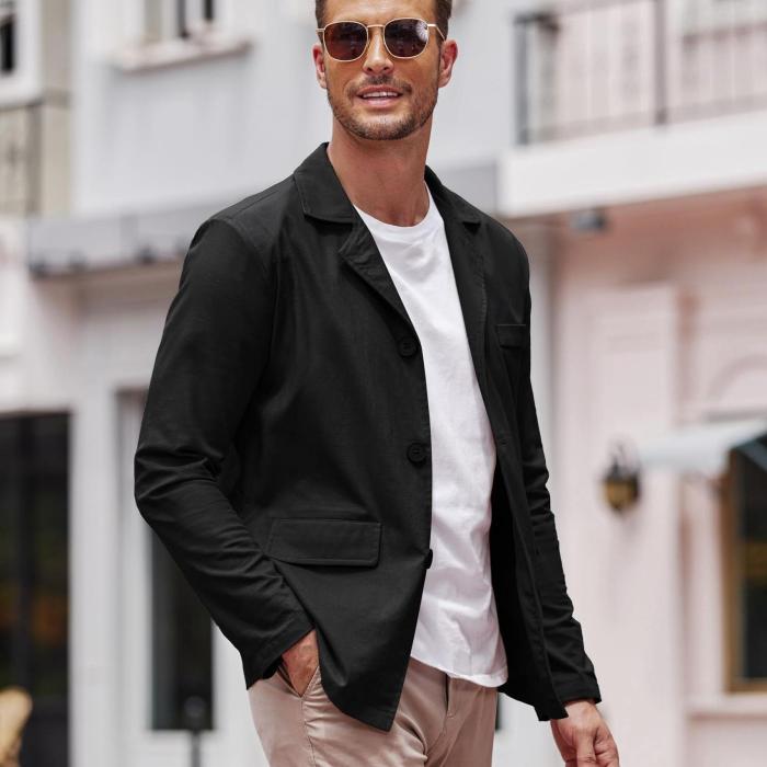 Men's Linen Jackets Cotton Casual Suits Blazer Lightweight Sports Coats