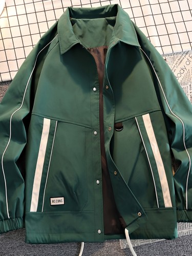 Men's Trendy Fashion Long Sleeve Button Down Lapel Jackets With Pockets, Men's Versatile Clothes, Spring Fall, K-pop