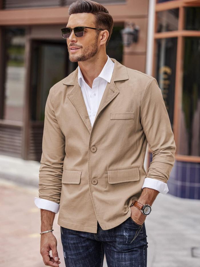 Men's Linen Jackets Cotton Casual Suits Blazer Lightweight Sports Coats