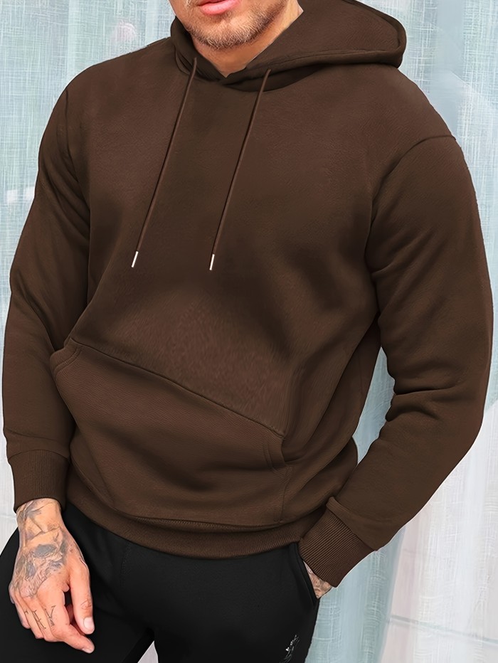 Men's Casual Solid Basic Hooded Sweatshirt Streetwear For Winter Fall, As Gifts
