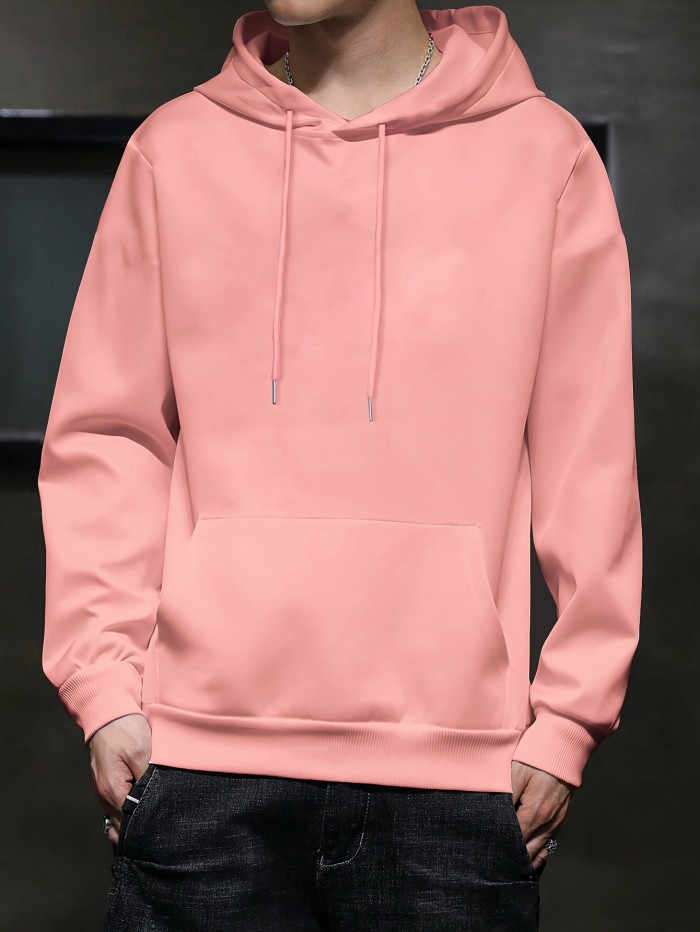 Men's Casual Solid Basic Hooded Sweatshirt Streetwear For Winter Fall, As Gifts