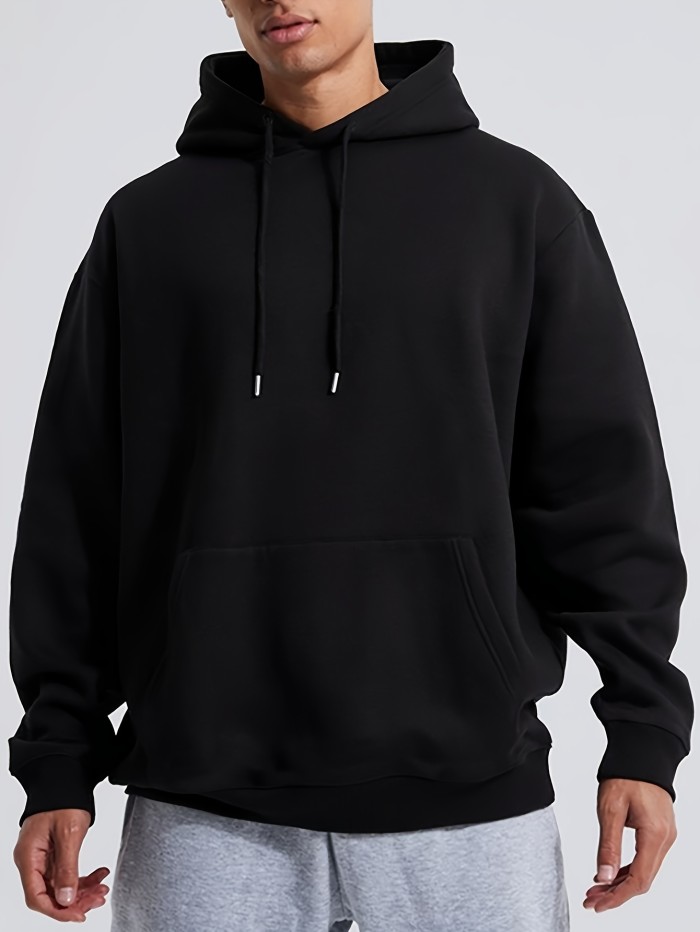 Men's Casual Solid Basic Hooded Sweatshirt Streetwear For Winter Fall, As Gifts