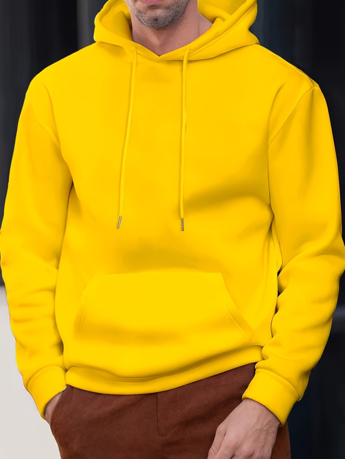 Men's Casual Solid Basic Hooded Sweatshirt Streetwear For Winter Fall, As Gifts