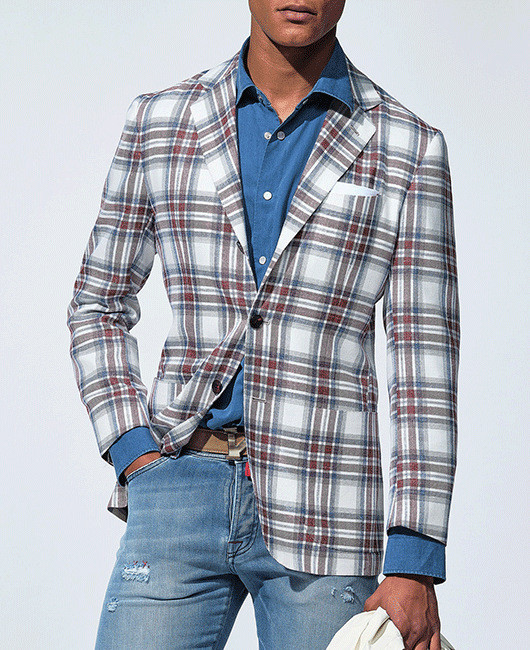 Mens Casual Plaid Blazer Sport Coat Slim Fit Lightweight Two Button Business Suit Jacket