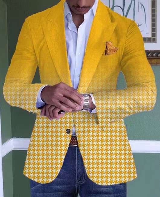 Mens Casual Plaid Blazer Sport Coat Slim Fit Lightweight Two Button Business Suit Jacket