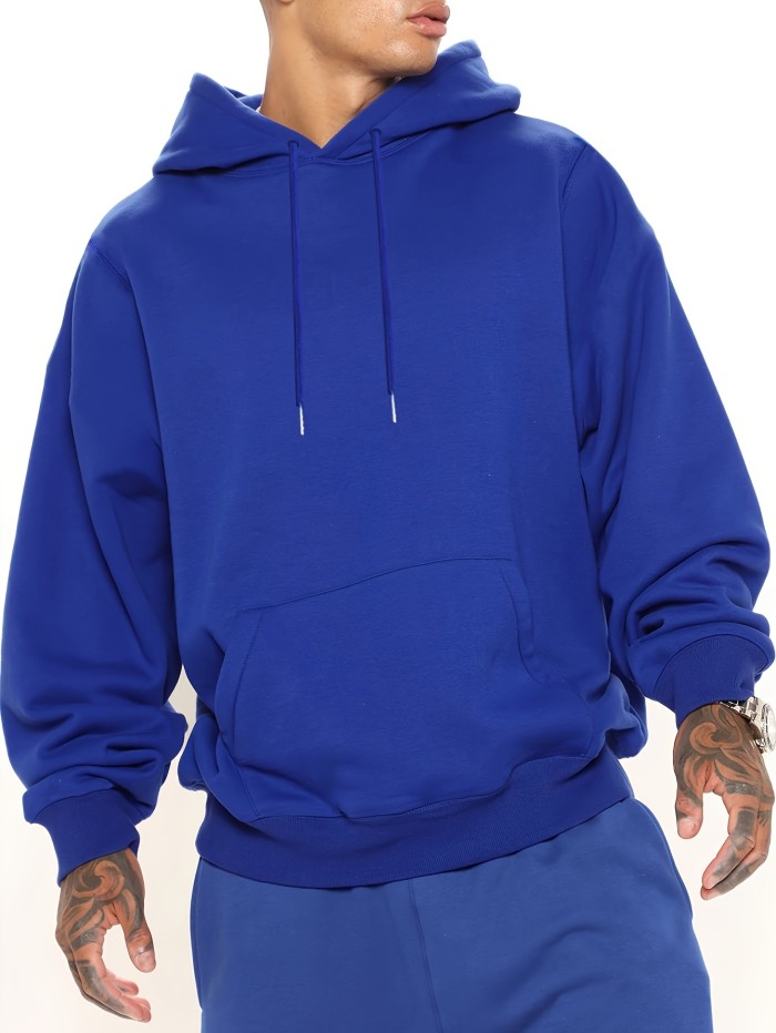 Men's Casual Solid Basic Hooded Sweatshirt Streetwear For Winter Fall, As Gifts