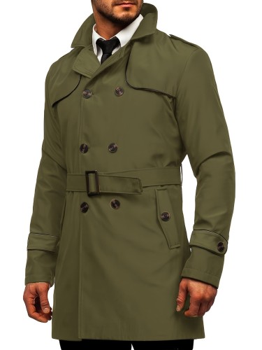 Men's Stylish Solid Windbreaker With Pockets, Casual Breathable Lapel Button Up Long Sleeve Top For Autumn Outdoor Activities