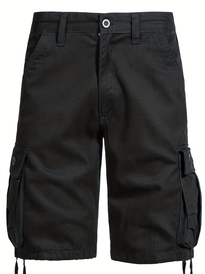 Solid Cotton Street Style Men's Casual Camo Pattern Cargo Shorts With Pocket, Men's Outfits
