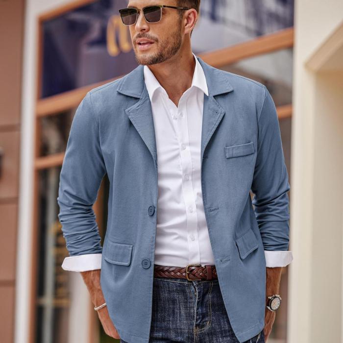 Men's Linen Jackets Cotton Casual Suits Blazer Lightweight Sports Coats