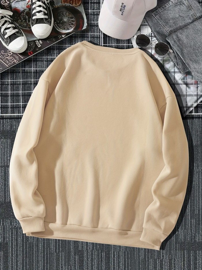 Sweatshirt For Men, Los Angeles Letter Print Top, Men's Casual Pullover Sweatshirt For Spring Fall, As Gifts