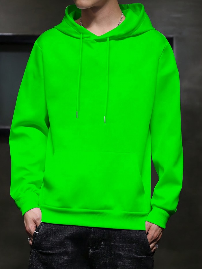 Men's Casual Solid Basic Hooded Sweatshirt Streetwear For Winter Fall, As Gifts