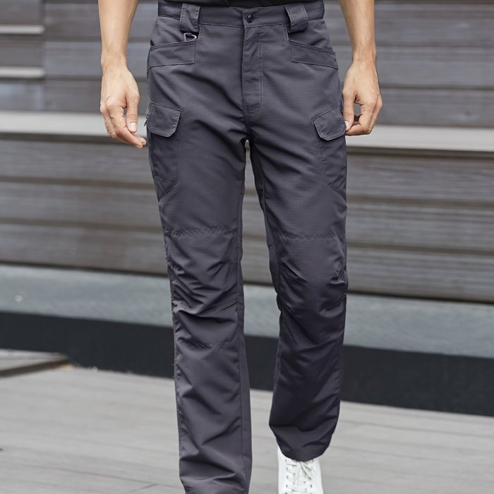 Trendy Solid Cargo Pants, Men's Multi Flap Pocket Trousers, Loose Casual Outdoor Pants, Men's Work Pants Outdoors Streetwear Hip Hop Style