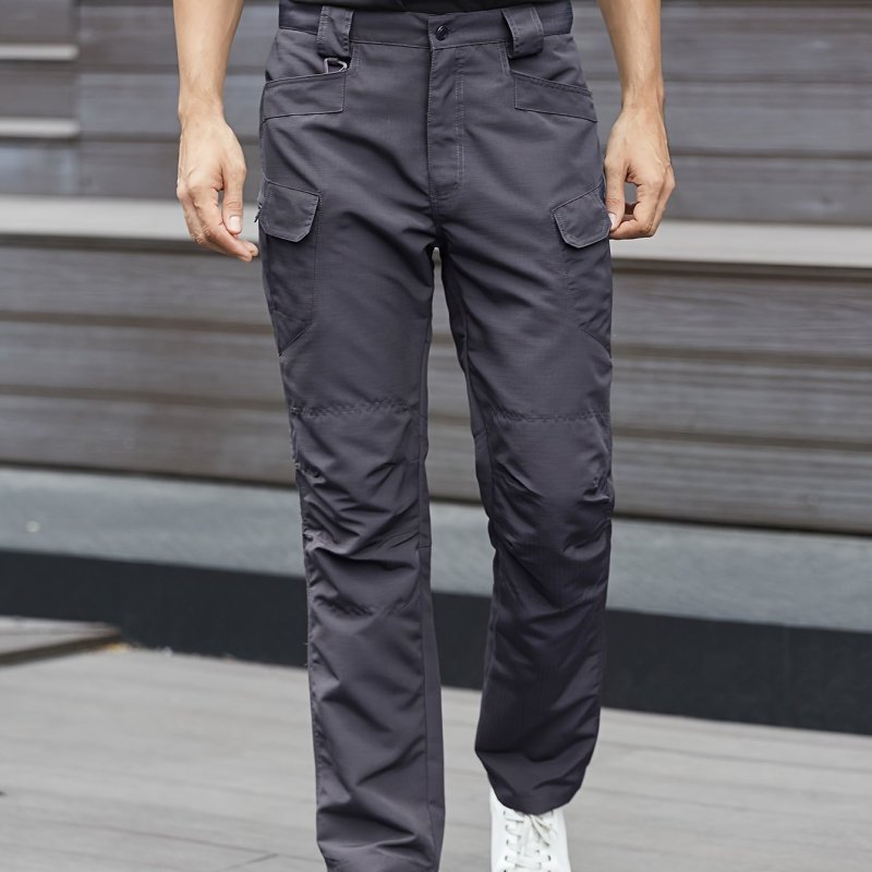 Trendy Solid Cargo Pants, Men's Multi Flap Pocket Trousers, Loose Casual Outdoor Pants, Men's Work Pants Outdoors Streetwear Hip Hop Style