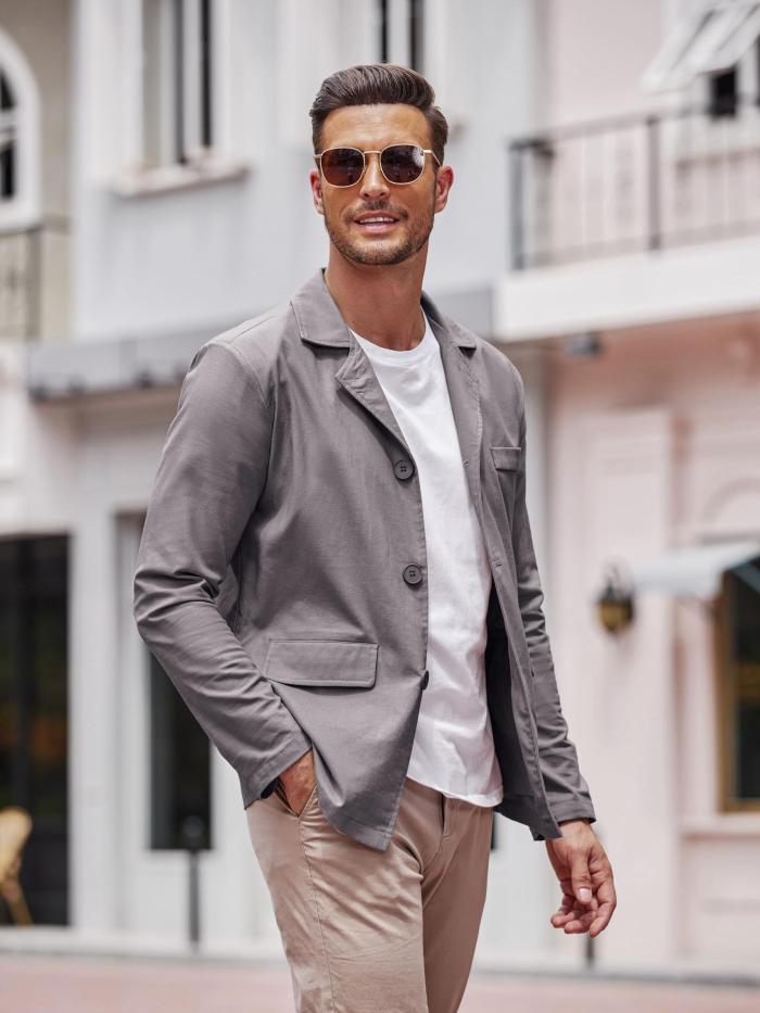 Men's Linen Jackets Cotton Casual Suits Blazer Lightweight Sports Coats