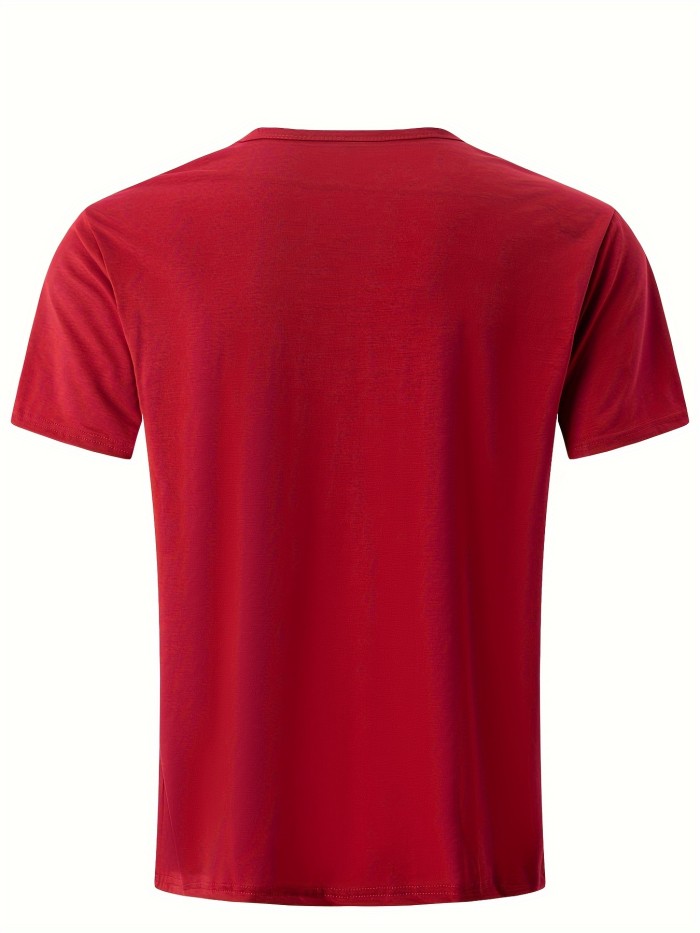 Men's Solid Color Short Sleeve Casual V-neck Shirt For Summer Outdoor Holiday