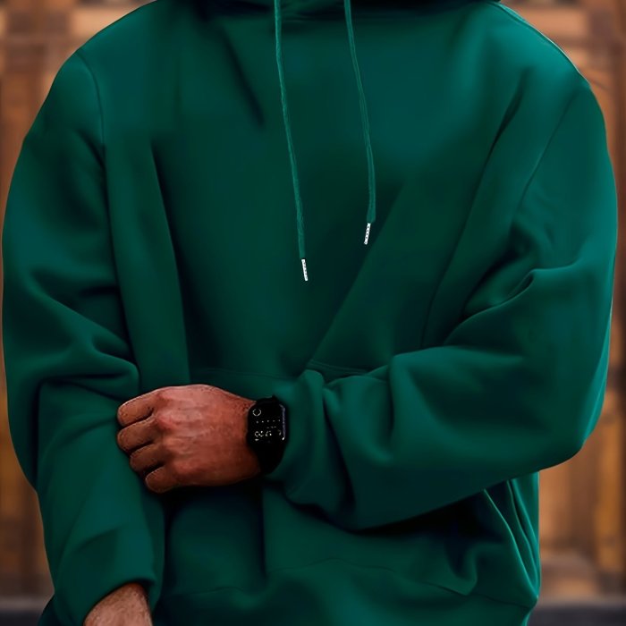 Men's Casual Solid Basic Hooded Sweatshirt Streetwear For Winter Fall, As Gifts