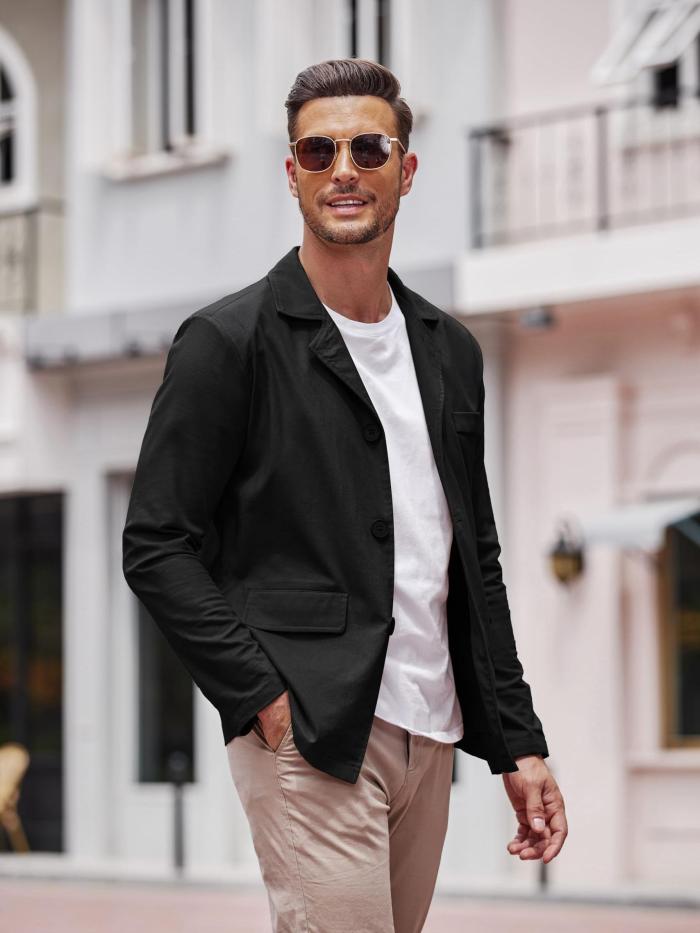 Men's Linen Jackets Cotton Casual Suits Blazer Lightweight Sports Coats