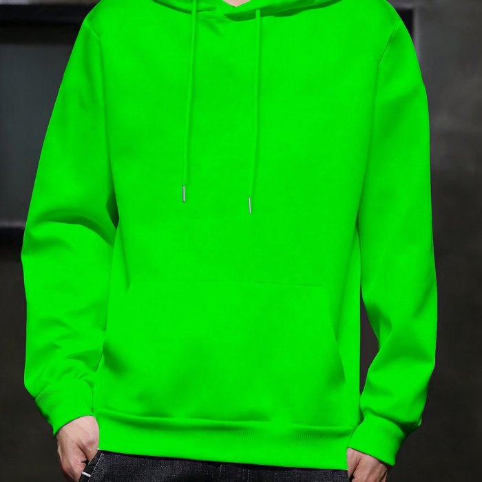 Men's Casual Solid Basic Hooded Sweatshirt Streetwear For Winter Fall, As Gifts