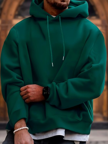 Men's Casual Solid Basic Hooded Sweatshirt Streetwear For Winter Fall, As Gifts