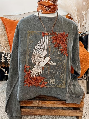 Cute Hippo Pattern Print Women Off Shoulder Sweatshirt main image 1